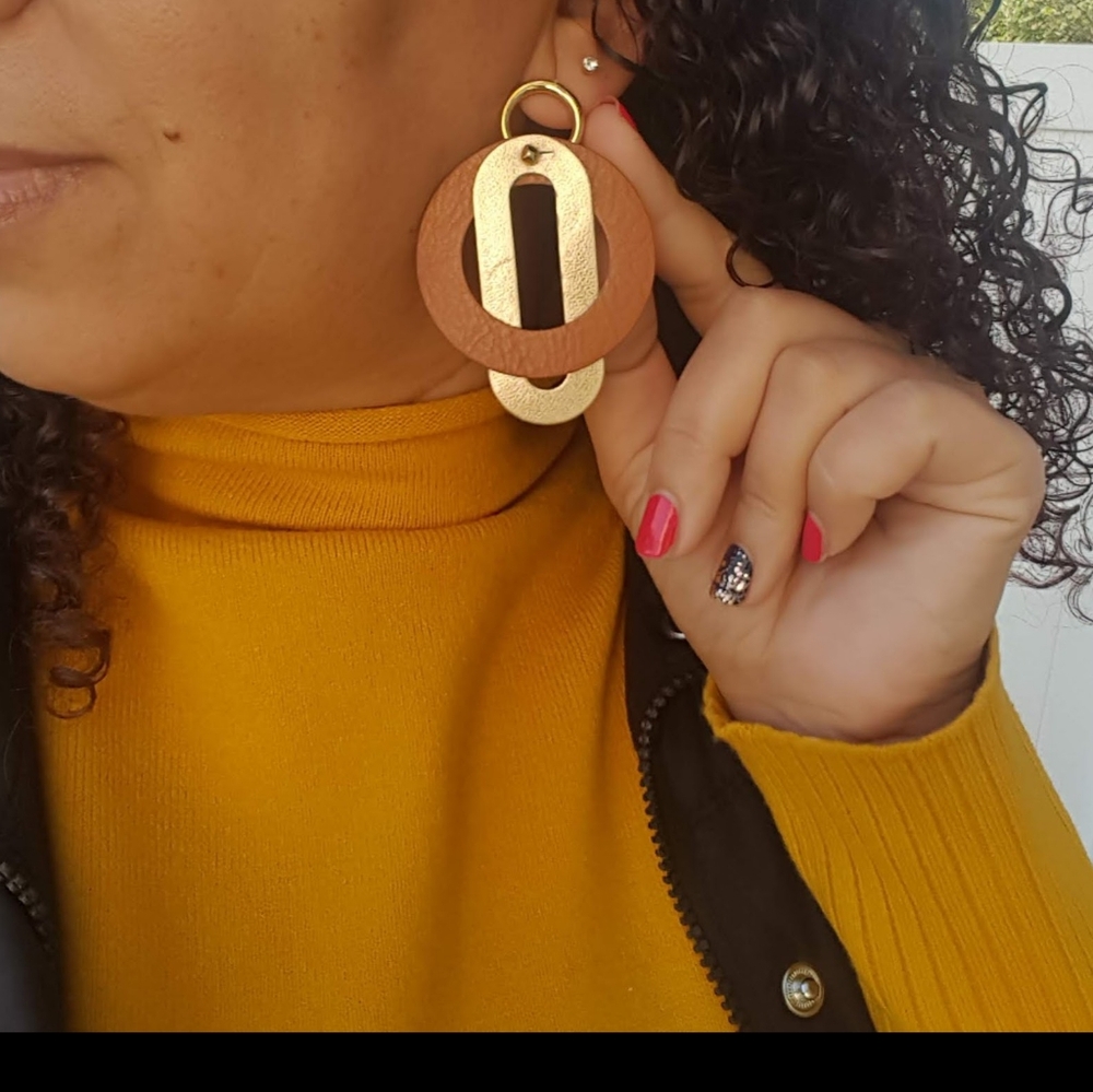 Leather Statement Interchangeable Earrings - image 1